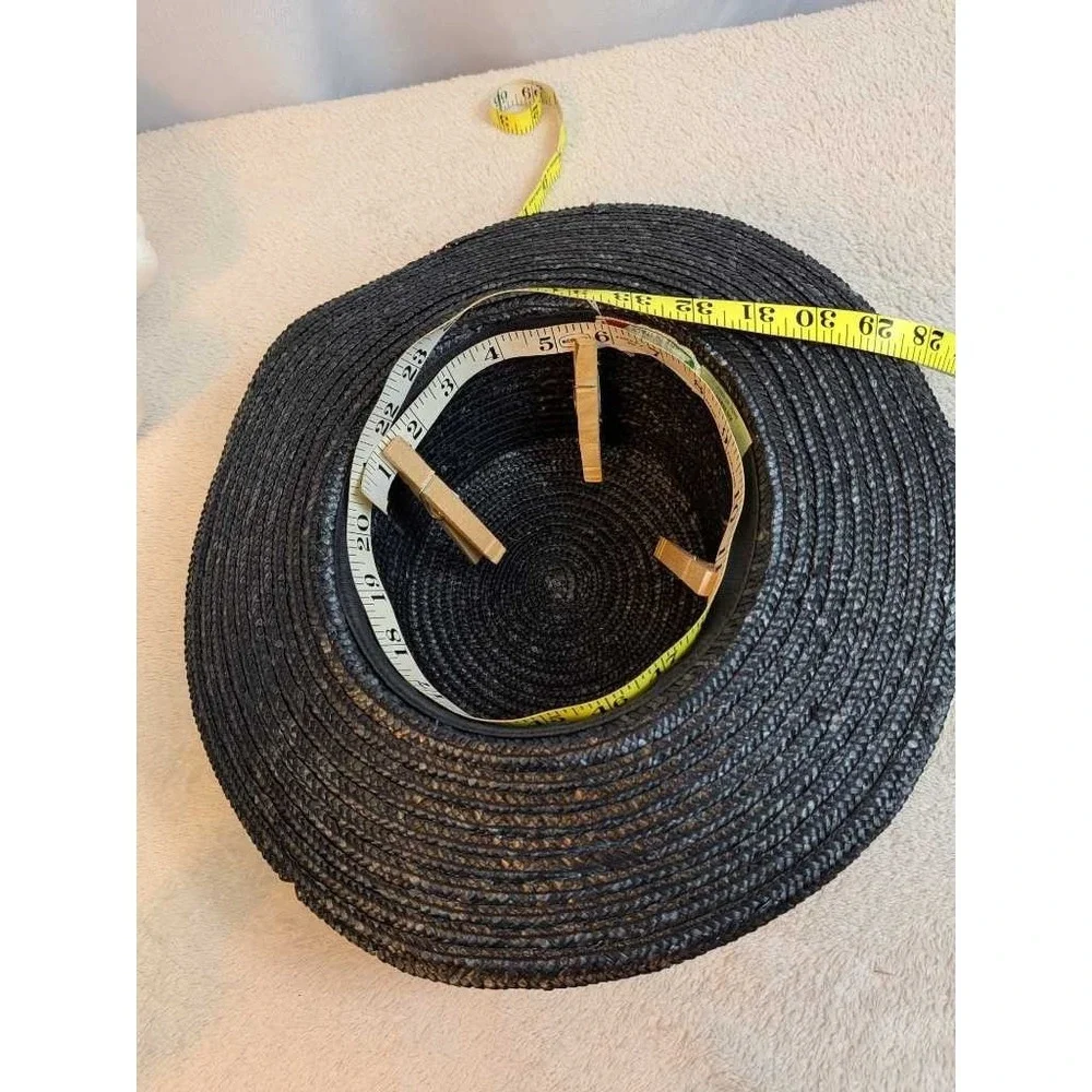 Betmar Black Straw Hat Womens Bow Accent Made in Italy Fashion Sun Hat - Picture 7 of 14